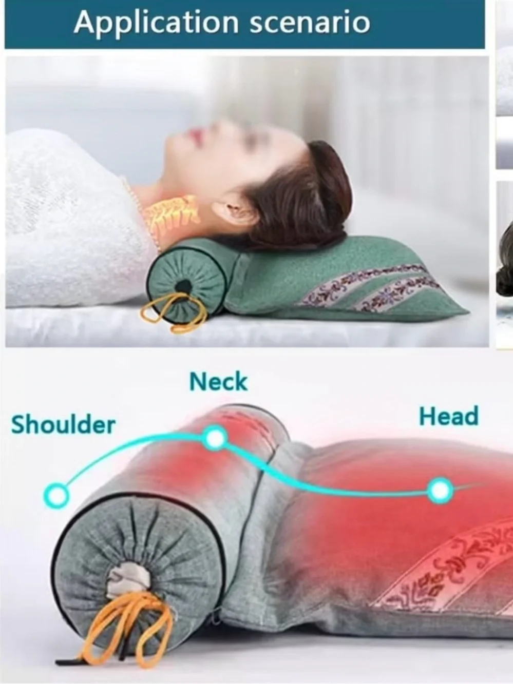 Mugwort Herbal Cervical Pillow 2-in-1 Neck Support + Detachable Bolster NEW